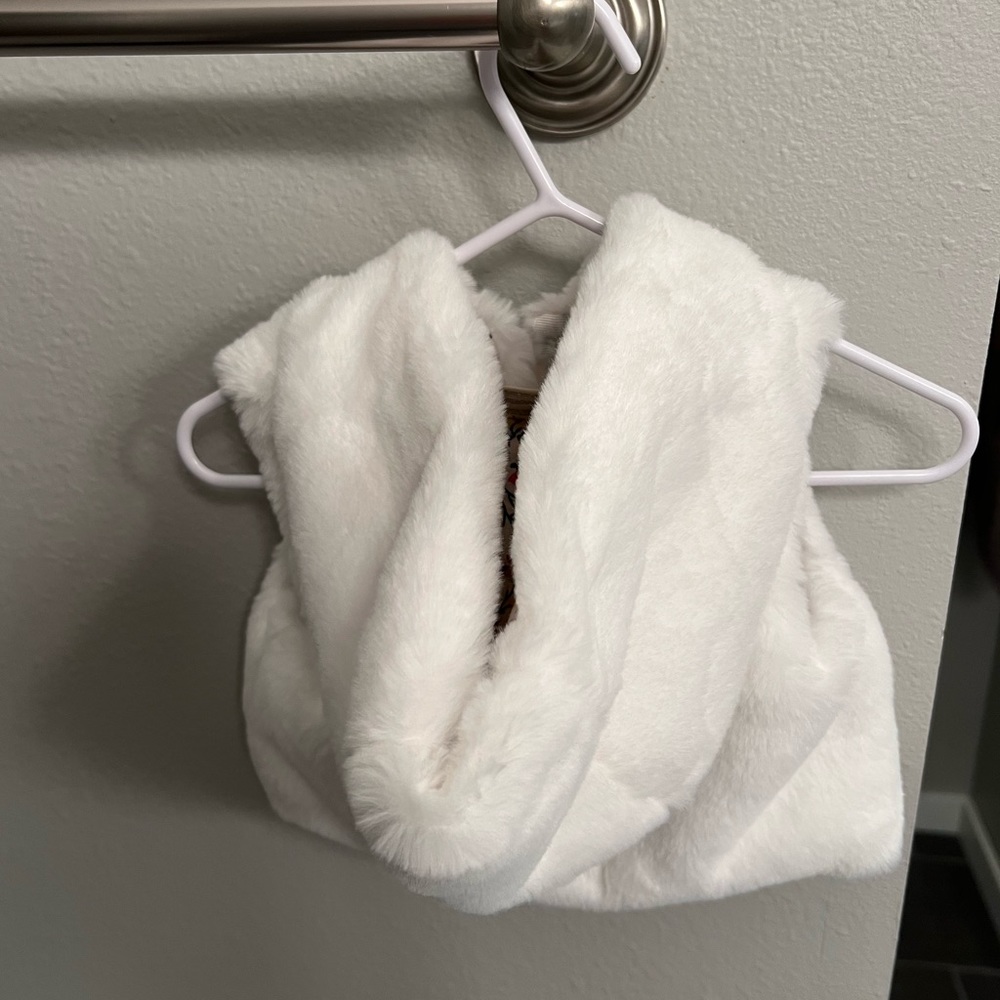 First Impressions white faux fur vest